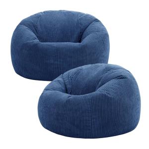 Set de 2 pufs de pana azul denim