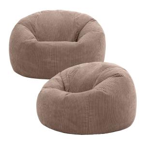 Set de 2 pufs de pana marrón moca