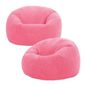 Set de 2 pufs de pana rosa bubble-gum