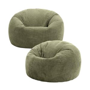 Set de 2 pufs de pana verde salvia