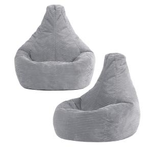 Set de 2 pufs infantil con respaldo alto de pana gris