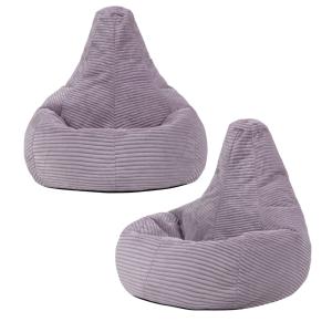 Set de 2 pufs infantil con respaldo alto de pana violeta