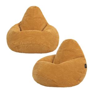 Set de 2 pufs infantil reclinable de pana amarillo ocre