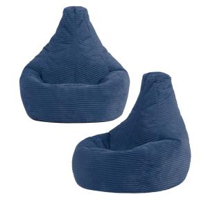 Set de 2 pufs infantil reclinable de pana azul denim