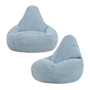 Set de 2 pufs infantil reclinable de pana azul hielo