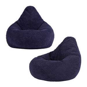 Set de 2 pufs infantil reclinable de pana azul marino