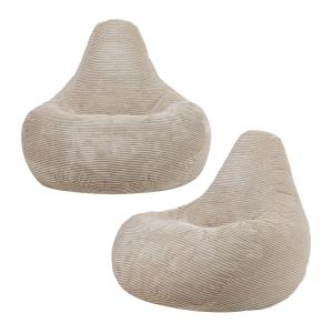 Set de 2 pufs infantil reclinable de pana beige