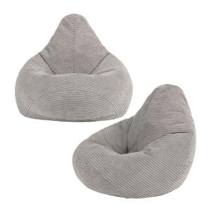 Set de 2 pufs infantil reclinable de pana gris