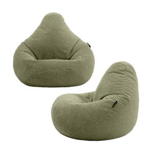 Set de 2 pufs infantil reclinable de pana verde salvia