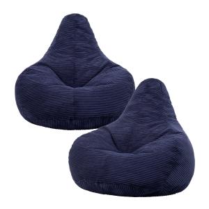 Set de 2 pufs reclinable en respaldo alto y pana azul marino