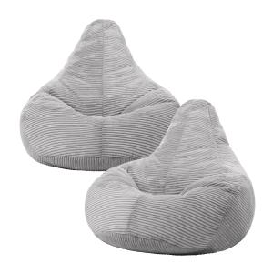 Set de 2 pufs reclinable en respaldo alto y pana gris claro