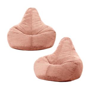 Set de 2 pufs reclinable en respaldo alto y pana rosa