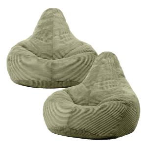 Set de 2 pufs reclinable en respaldo alto y pana verde salv…