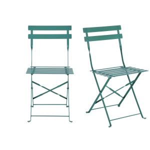 Set de 2 sillas de exterior plegables de acero verde