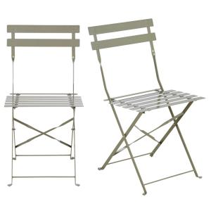 Set de 2 sillas de exterior plegables de acero verde caqui