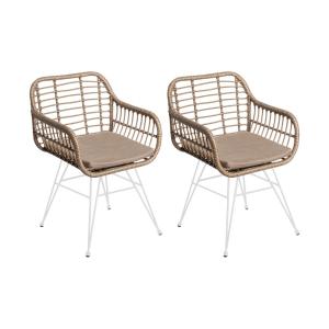 Set de 2 sillas de jardín con brazos Ariki de rattan y acer…