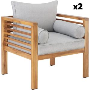 Set de 2 sillas de jardín estructura de madera 72x63x64,5 c…