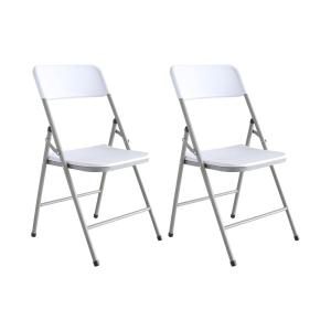 Set de 2 sillas de jardín plegables de HDPE y acero blancas