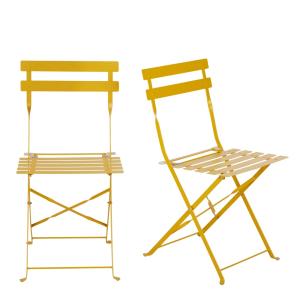 Set de 2 sillas de terraza plegables de metal amarillo