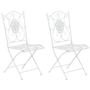 Set de 2 sillas para exterior plegables en Metal Blanco