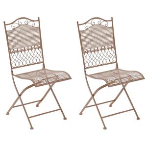 Set de 2 sillas para exterior plegables en Metal Marrón ant…