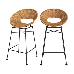 Set de 2 sillas para isla de cocina en resina trenzada natu…