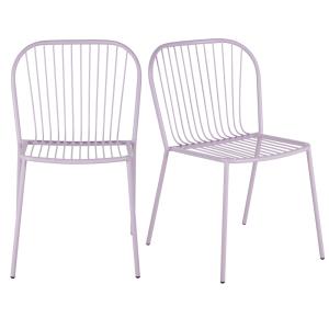 Set de 2 sillas para restaurantes de acero lila