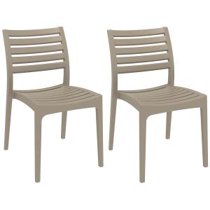 Set de 2 sillas robustas apilables en plástico barro