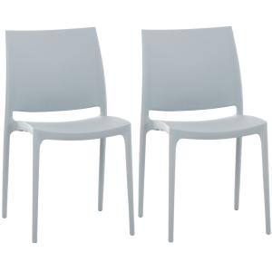 Set de 2 sillas robustas apilables en Plástico Gris claro