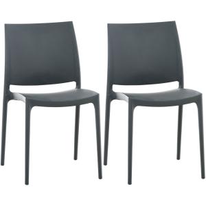 Set de 2 sillas robustas apilables en Plástico Gris oscuro
