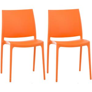 Set de 2 sillas robustas apilables en Plástico Naranja