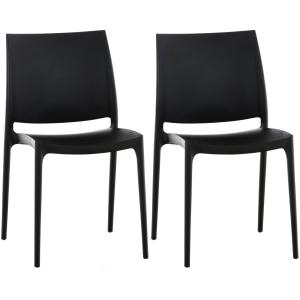 Set de 2 sillas robustas apilables en Plástico Negro