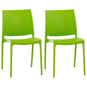 Set de 2 sillas robustas apilables en Plástico Verde