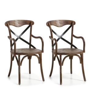 Set de 2 sillones de madera marrón y hierro negro
