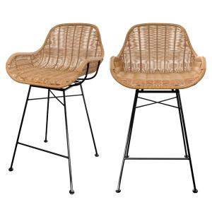Set de 2 taburetes para isla de cocina en resina tejida nat…