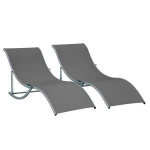 Set de 2 tumbonas plegables 165x61x63 cm gris oscuro