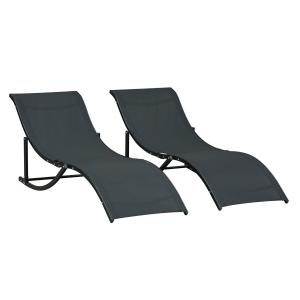 Set de 2 tumbonas plegables negro 165 x 61 x 63 cm