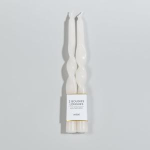 Set de 2 velas largas torcidas blancas