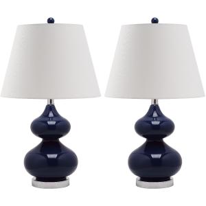 Set de 2 vidrio lámparas de mesa en azul marino