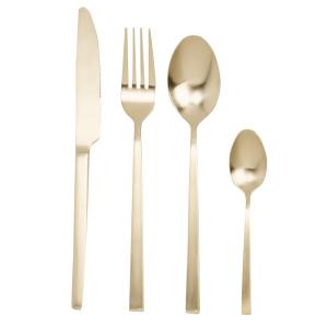 Set de 24 de cubiertos de acero dorado