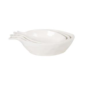 Set de 3 boles con forma de pez de gres modelado blanco