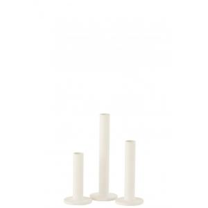 Set de 3 candelabros bajo moderno hierro opaco blanco alt.…