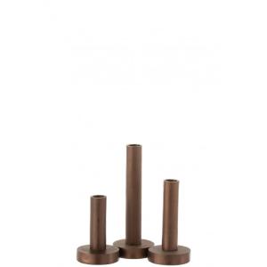 Set de 3 candelabros bajo moderno hierro opaco marrón oscur…