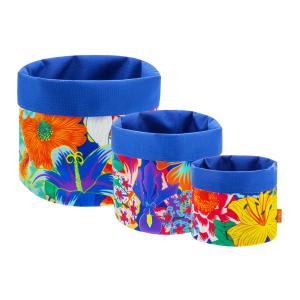 Set de 3 cestas apilables multiusos  azul poliéster  0 x 0…