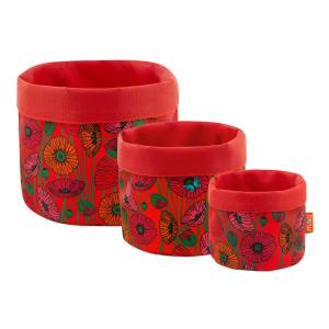 Set de 3 cestas apilables multiusos  rojo poliéster  0 x 0…