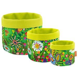 Set de 3 cestas apilables multiusos  verde poliéster  0 x 0…