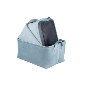 Set de 3 cestas azul de terciopelo 38/35/32x28/25/22x20/18/…