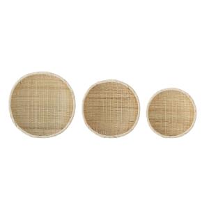 Set de 3 cestas de bambú beige