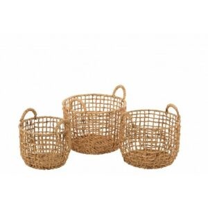 Set de 3 cestas redondo abierto jacinto de agua natural 44x…