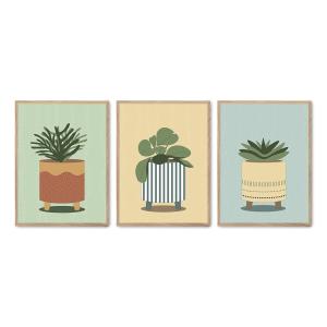 Set de 3 cuadros 186, marco roble, 30x40 cm